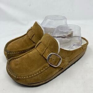 Birkenstock Buckley Shearling Suede Clogs Dark Tea Women’s Size 6.5 N